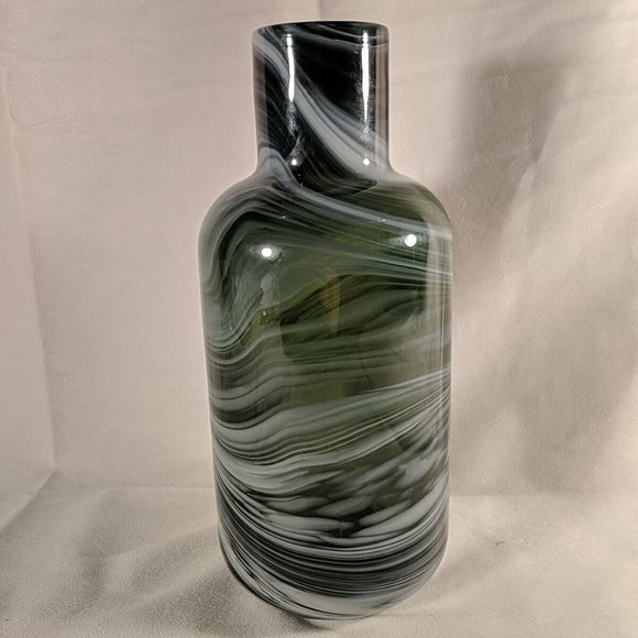 Ikea Iina Vuorivirta Large Almhult Fused Glass Swirl Vase Green White 10.5" - Picture 5 of 10